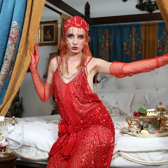 LADY ELEANOR Custom Order Red Gatsby Wedding Gown